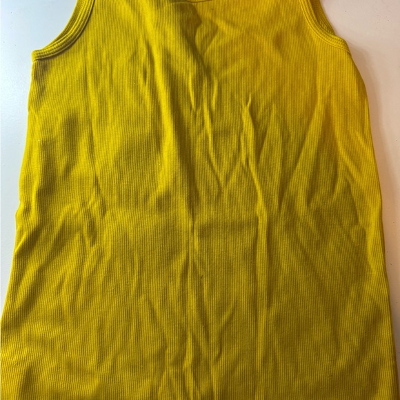 Yellow Ribbed Women's Tank Top - Picture 3 of 4